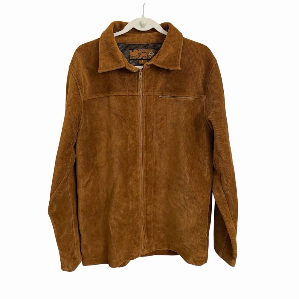 Prana Jacket Mens Large Brown Corduroy Full Zip Pockets Hiking Outdoor Pockets